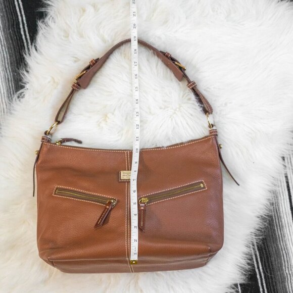 DOONEY & BOURKE BROWN BRASS ALL WEATHER LEATHER HOBO BAG - Picture 5 of 11